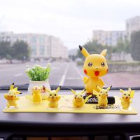 网红比卡丘汽车摆件高档车载中控台内饰品可爱创意装饰公仔玩具爆|6皮卡+摇大笑+白盆栽+皮卡垫