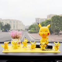 网红比卡丘汽车摆件高档车载中控台内饰品可爱创意装饰公仔玩具爆|6皮卡+摇眯眼+粉果+皮卡垫