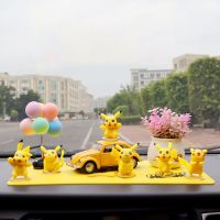 网红比卡丘汽车摆件高档车载中控台内饰品可爱创意装饰公仔玩具爆|6皮卡+彩球+粉果+黄车+皮卡垫