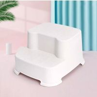 儿童卡通塑料阶梯凳家用马桶踩脚凳浴室防滑洗手增高台阶脚踏凳子|双层踩脚凳-普通款米白色