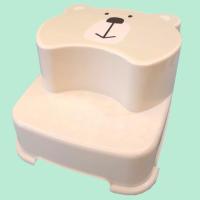 儿童卡通塑料阶梯凳家用马桶踩脚凳浴室防滑洗手增高台阶脚踏凳子|双层踩脚凳-北极熊