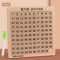 数字华容道滑动拼图儿童逻辑思维益智力数学动脑玩具小学生幼儿园|棕色强磁99粒底板可写字画画 送一套儿童七巧板