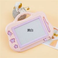 儿童画画板彩色磁性写字板婴幼儿益智画写板宝宝涂鸦玩具|大号提包黑白粉3印章30*20CM 配套4支笔+送一本故事书