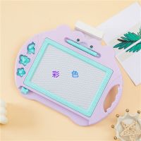 儿童画画板彩色磁性写字板婴幼儿益智画写板宝宝涂鸦玩具|大号青蛙彩色紫3印章30*20CM 配套1支笔+送一本故事书
