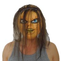 恶搞面具恐怖猪八戒电锯惊魂3面具万圣节面具带发猪头抖音道具|带发鬼娃头套