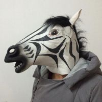 恶搞面具恐怖猪八戒电锯惊魂3面具万圣节面具带发猪头抖音道具|高档斑马头套