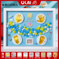 婴儿印泥宝宝手脚印手足印新生儿胎毛纪念品满月百天周岁生日礼物|[树脂框]12寸未来可期