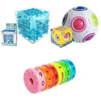 魔法彩虹球魔方指尖初学者魔尺儿童玩具益智力动脑成人解压足球型|12孔彩虹球+大号迷宫+磁力运算vG