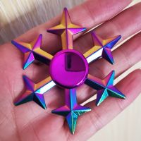 指尖陀螺手转儿童减压玩具火影忍者鸣人小学生男指间手指陀螺|五六七-炫彩梅花十字飞镖金属材质