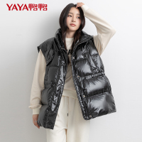 鸭鸭90鸭绒女士羽绒马甲2022新款短款亮面收腰羽绒马夹