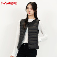 鸭鸭 90鸭绒女士短款羽绒马甲复古纯色潮流轻便保暖外套