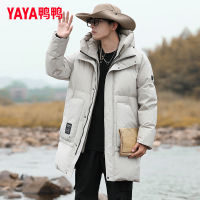 鸭鸭90鸭绒冬季男休闲时尚中长款连帽羽绒服保暖外套