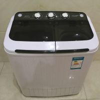 双筒半自动迷你洗衣机4.8kg家用双桶小型双缸宝宝婴儿童带甩脱水|黑色 单不锈钢筒+蓝光杀菌