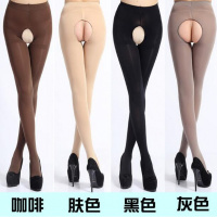 SUNTEK0D3D加大码开档裆裤女丝袜情趣免脱超薄款脚尖透 天100D开档[130斤以下] 精品黑色3双[送丁裤]