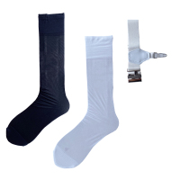 SUNTEK朋克腿环袜子女黑色丝袜日系小腿袜jk制服夏季薄款袜夹春夏天半筒 高透黑1白1+葫芦单扣白1 均码