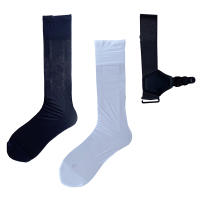 SUNTEK朋克腿环袜子女黑色丝袜日系小腿袜jk制服夏季薄款袜夹春夏天半筒 高透黑1白1+葫芦单扣黑1 均码