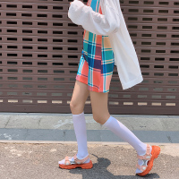 SUNTEK薄款丝袜白色小腿袜透肉袜子女中筒袜ins潮夏天日系jk长透明黑 1白1黑(微透) 均码