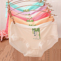 SUNTEK莫代尔内裤女竹炭纤维面料蕾丝中腰都市丽码白色三角裤夏