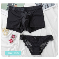 SUNTEK内裤女冰丝滑短裤衩性感蕾丝平角裤男超薄女三角裤潮zi