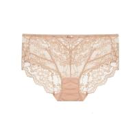 SUNTEK女士浪漫蕾丝单层性感透视弹力包臀平角裤内裤