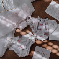 SUNTEK桃蜜糖3条装内裤女蕾丝少女日系甜美可爱学生棉裆网纱低腰