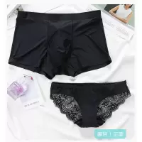 SUNTEK薄款冰内裤性感套装透明蕾丝内裤女士三角裤男士平角裤