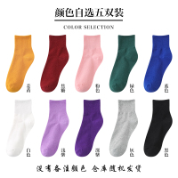 SUNTEK黑白色袜子女短袜浅口春夏季薄款中筒夏天棉棉ins潮色棉袜袜子