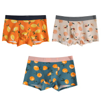 SUNTEK3条装活力水果系印花内裤男平角裤莫代尔棉男士中腰四角裤潮