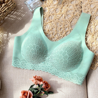 SUNTEK泰国乳胶内衣女薄款舒适蕾丝睡眠文胸罩聚拢夏季冰丝美背心式胸罩