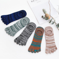 SUNTEK5双 春夏薄款五指袜男纯色棉袜子船袜隐形浅口迷彩复古风吸汗袜子