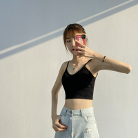 SUNTEK燕小燕带胸垫吊带背心女外穿内搭性感ins潮运动U型美背打底上衣