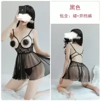 SUNTEK性感情趣内衣透明开档床上挑逗免脱血滴子套装超骚