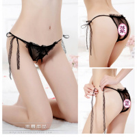 SUNTEK女式性感系带开裆裤免脱蕾丝透明透视内裤情趣内衣丁字裤情趣用品