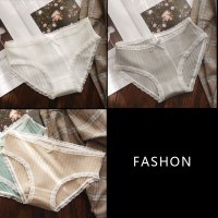 SUNTEK白色棉内裤女学生棉少女日系中低腰都市女生文艺丽人三角裤头