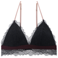 SUNTEK内衣夏季夏天超薄款聚拢法式三角杯无钢圈蕾丝文胸女小胸罩胸罩