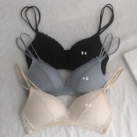 SUNTEK夏季新款韩版蕾丝内衣女薄款少女无钢圈胸罩小胸聚拢法式文胸学生胸罩