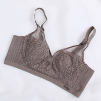 SUNTEK水晶杯超薄款内衣女 大胸显小文胸聚拢 性感蕾丝内衣V型胸罩胸罩