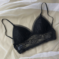 SUNTEK法式bralette超薄挂脖美背舒适性感大胸显小礼服隐形度假蕾丝文胸胸罩