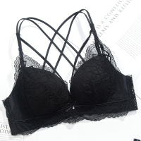 SUNTEK美背文胸聚拢小胸罩性感蕾丝套装薄款透气交叉带露背内衣女无钢圈胸罩