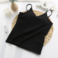 SUNTEK夏季白色大U型美背吊带网红文胸一体长款聚拢内搭打底外穿背心棉胸罩