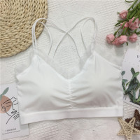 SUNTEK枫之欣冰丝薄款蕾丝边U型美背交叉吊带背心抹胸裹胸聚拢内衣