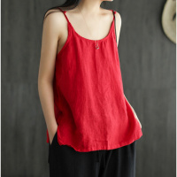 SUNTEK2020夏季新款亚麻吊带女士可内外搭打底性感百搭一体u型背心上衣