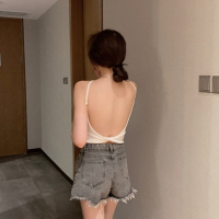 SUNTEK性感U型美背吊带小背心女ins潮外穿短款上衣夏季漏肚脐打底衫内搭