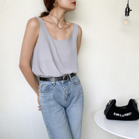 SUNTEK雪纺吊带背心女夏薄西装内搭ins潮外穿U型领性感欧美宽松显瘦上衣