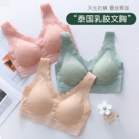 SUNTEK泰国乳胶运动无钢圈内衣女小胸聚拢背心式胸罩蕾丝美背文胸薄胸罩