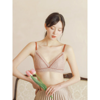 SUNTEK绝美西柚~法式蕾丝无钢圈内衣 春夏薄款大胸显小聚拢文胸少女胸罩