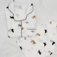 SUNTEK棉纱布家居服男女成人夏纱布薄款短袖短裤可外穿大码情侣睡衣