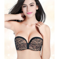 SUNTEK露肩无带胸罩无肩带文胸薄奇迹一字肩内衣聚拢无钢圈防滑胸贴上托