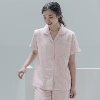 SUNTEK日系夏天睡衣情侣套装薄款棉纱布短袖长裤男士女士棉质家居服