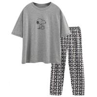 SUNTEK日系史努比棉夏季短袖长裤情侣睡衣女生男士韩风 可外穿家居服